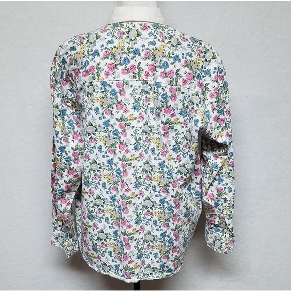 𝅺VINTAGE 90s Falls Creek Button Up Floral Denim Top - Picture 12 of 15